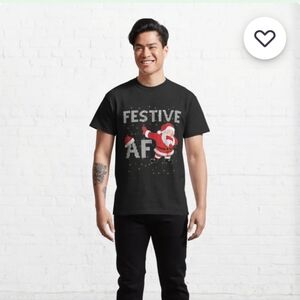 Port & Company Festive Af Christmas Santa T-shirt Gray Top